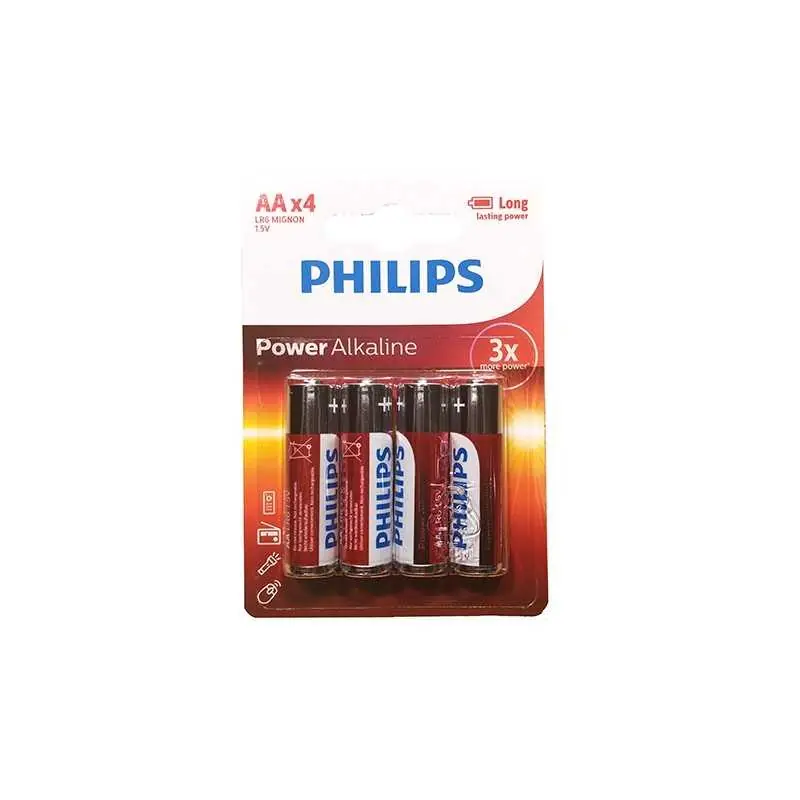 Blister de 4 pilas alcalinas PHILIPS AA 1,5V LR6 AM4 Última Oportunidad