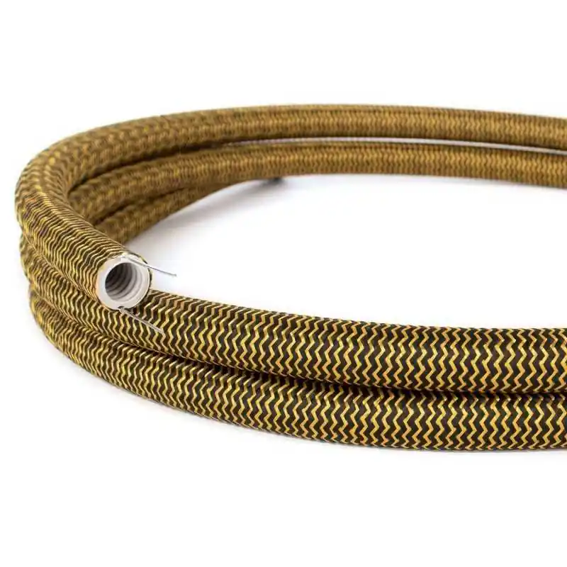 Súper Precio Tubo decorativo semiflexible seda oro/negro Ø20 mm para instalaciones eléctricas vista