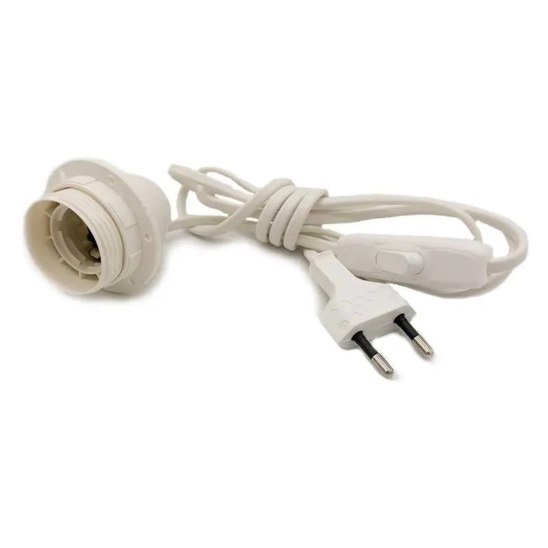 Certificado Portalámparas E27 con interruptor y clavija blanco