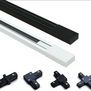 Súper Precio Carril electrificado monofásico de superficie para focos LED - barra 2 metros Negro