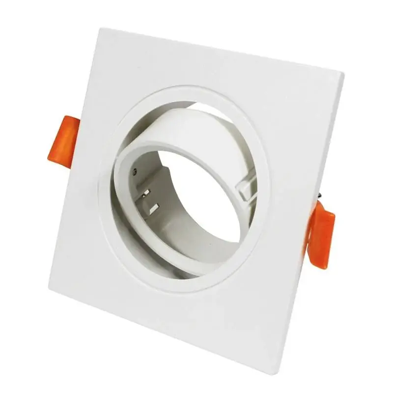 Aro downlight cuadrado basculante para bombilla GU10/MR16 - Corte Ø75mm Plata Bestseller