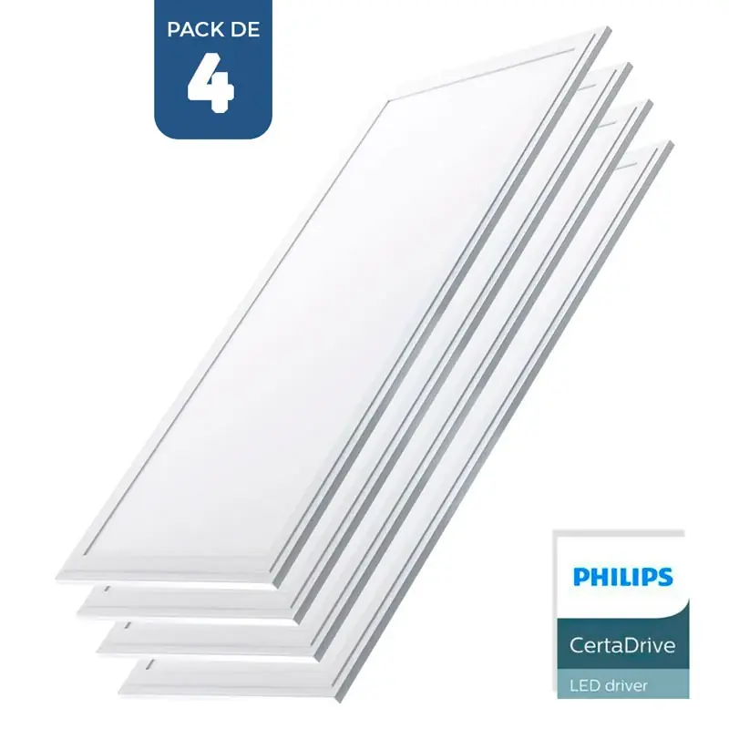 Compra Ahora Pack de 4 paneles LED slim 120X30 cm - Driver Philips - 44W - UGR19 - IP40 Blanco cálido 3000K