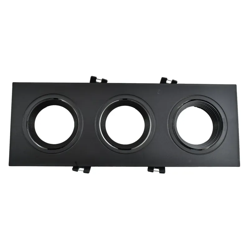 A Buen Precio Aro downlight basculante para tres bombillas GU10/MR16 - Corte 75 x 235 mm Negro
