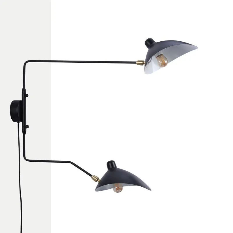 Descuento Aplique de pared de diseño "Louise" con interruptor y enchufe - 2xE27