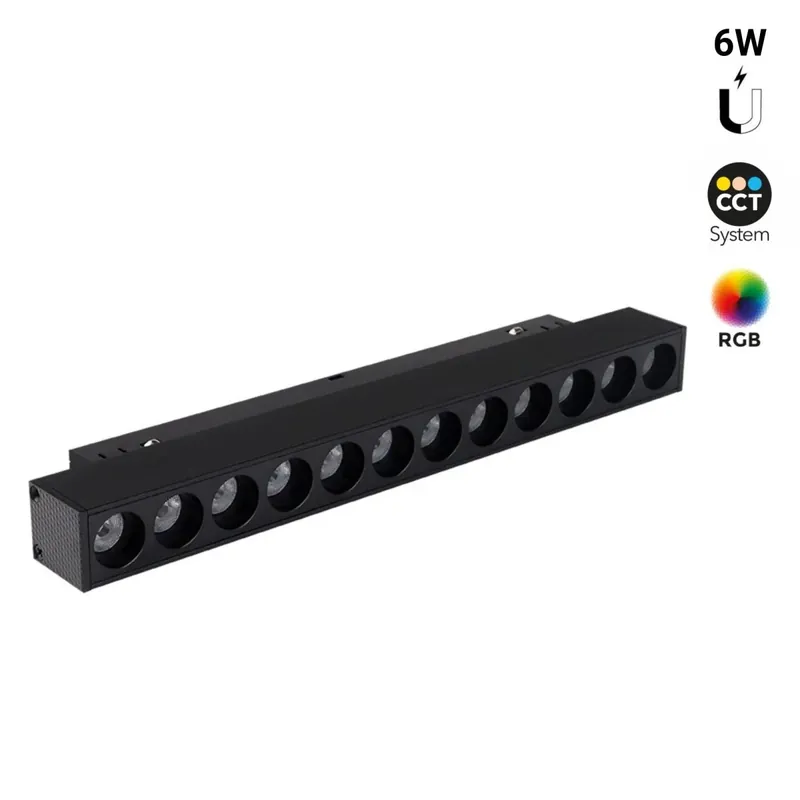 Liquidación Luminaria lineal para carril magnético RGB + CCT - 6W - UGR18 - Mi Light Negro