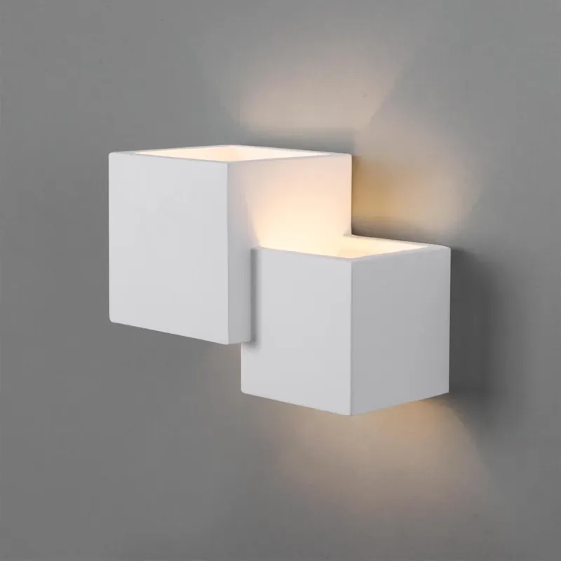 A Buen Precio Aplique de pared escayola "Cube" - 2 x G9