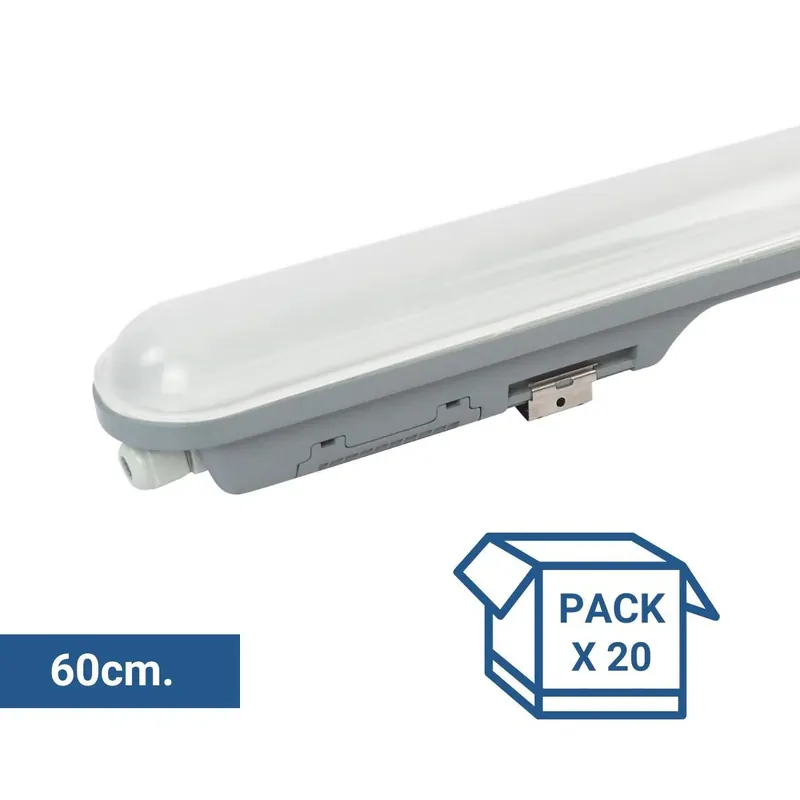 Pack x 20 - Pantalla estanca LED lineal enlazable 9W - 60cm - IP65 - 4000K Solo Hoy