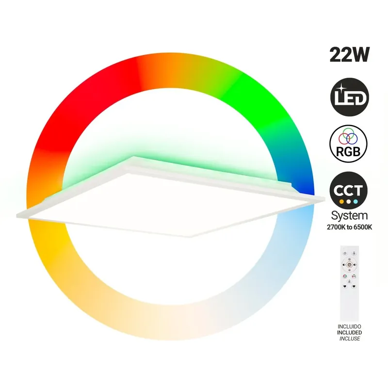 Plafón de techo LED Backlight - 45x45cm - 22W - CCT + 2RGB - Retroiluminado Compra Ahora