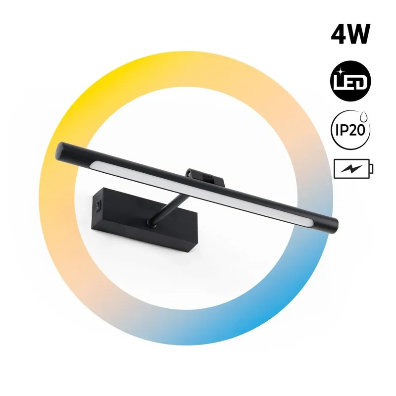 Venta Final Aplique LED tubular con batería - 4W - Mando a distancia - CCT + DIM + Temporizador