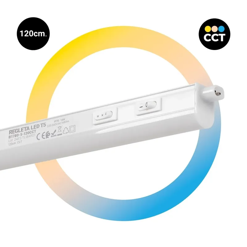 Regleta LED bajo mueble T5 - 14W - CCT - 120 cm - Opal Promoción
