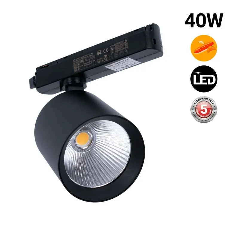 Liquidación Proyector LED para carril monofásico 40W - Panaderías Negro