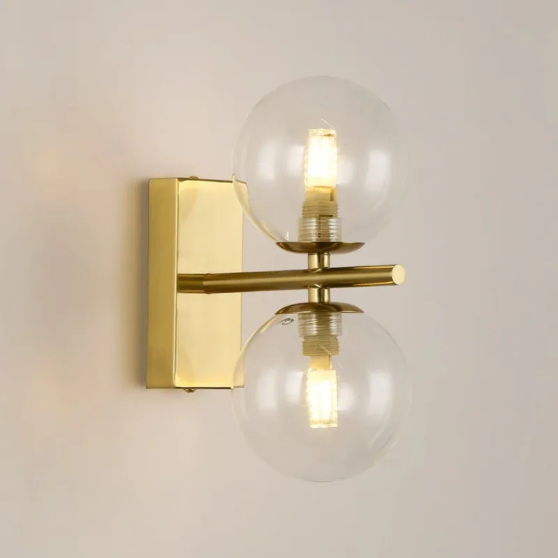 Aplique de pared con doble esfera de cristal "CANTHA" - 2 x G9 Dorado Ordenar Ahora Mismo