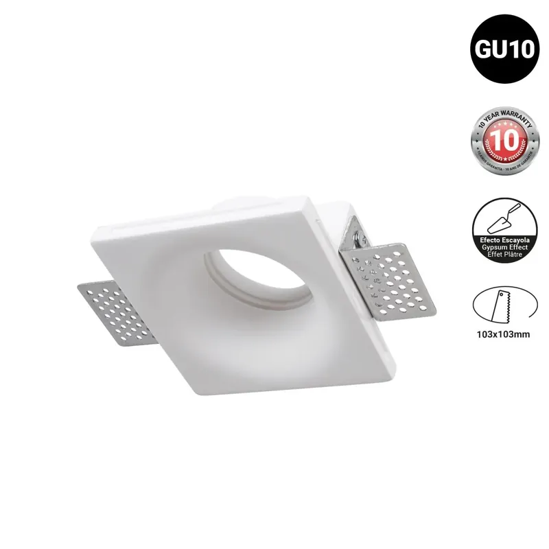 Downlight cuadrado de escayola "MUR" - Trimless - 1 x GU10 Solo Hoy