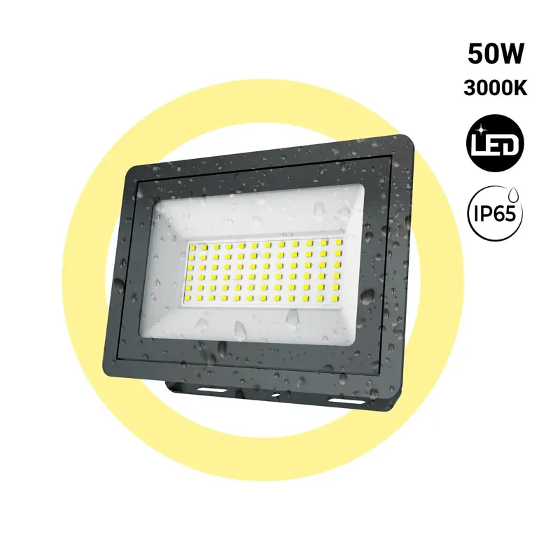 Precio Económico Proyector LED de exterior - Slim - 50W - 4900lm - IP65 Negro