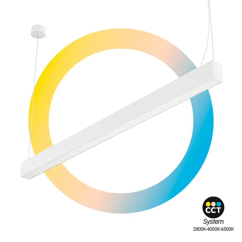 Ordena Ya Lámpara lineal LED DOB CCT - 60W - 180cm - 120lm/W - PVC - Suspensión Blanco
