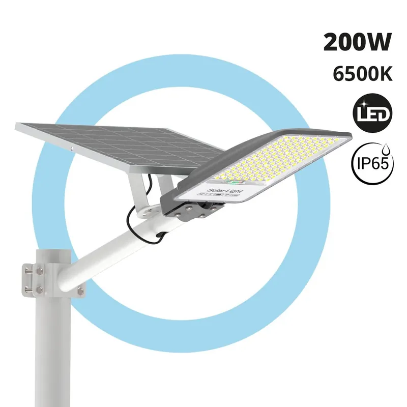 Entrega Rápida Farola solar con panel y mando a distancia - 200W - 6500K - IP65