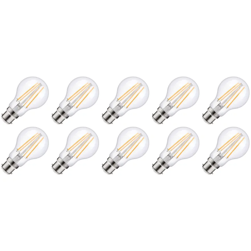 A Buen Precio Lighto | Filamento LED | Accesorio de bayoneta B22d | Lámpara estándar | Transparente | 60mm | 8W | 10 piezas
