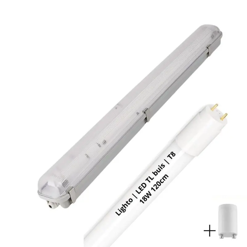 Súper Precio Lighto | LED TL + Luminaria | T8 | 1x18W | 120cm | IP65 | Impermeable | sustituye a tubo fluorescente de 36W