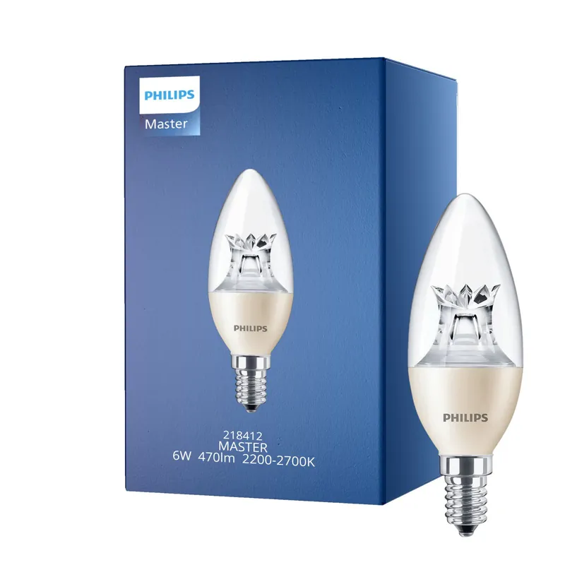 Novedad Philips MASTER LED Vela Corona Clara E14 6W 470lm - 822-827 Dim To Warm | Regulable - Reemplazo 60W