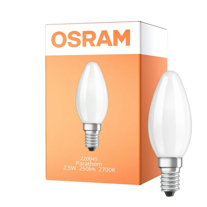 Certificado Osram Classic LED E14 Vela Mate 2.5W 250lm - 827 Luz muy Cálida | Reemplazo 25W