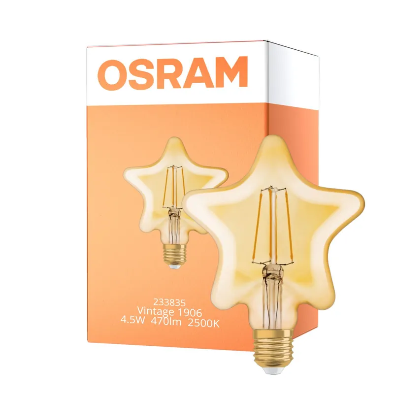 Disponible Ahora Osram Vintage 1906 LED E27 Star con Filamento Oro 4.5W 470lm - 825 Luz muy Cálida | Reemplazo 40W