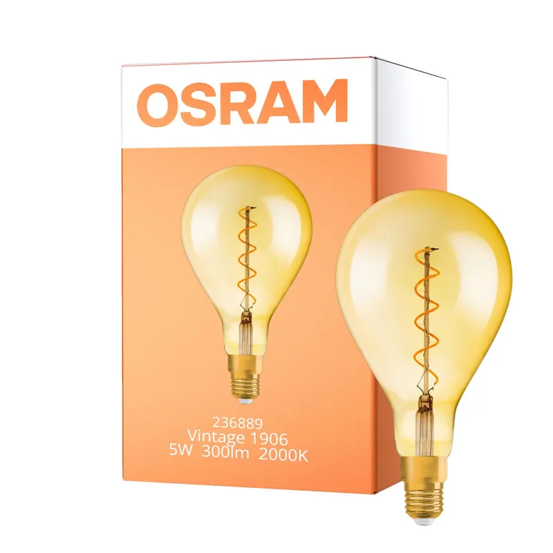 Osram Vintage 1906 LED E27 Pera con Filamento Oro 160mm 5W 300lm - 820 Luz muy Cálida | Regulable - Reemplazo 40W Liquidación