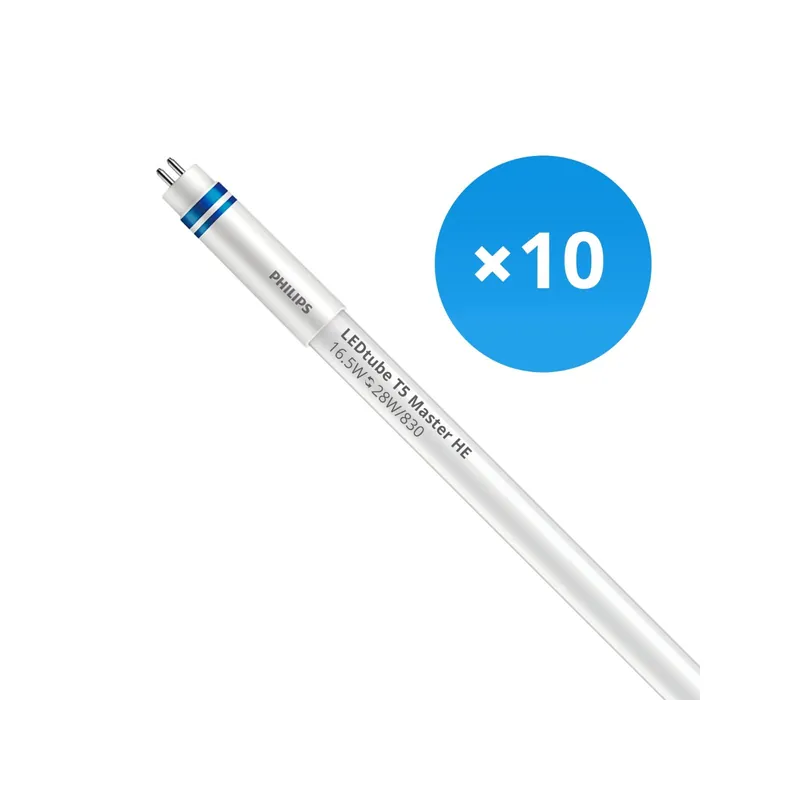 Entrega Rápida Multipack 10x Philips Tubo LED T5 MASTER (HF) High Efficiency 16.5W 2300lm - 830 Luz Cálida | 115cm - Reemplazo 28W