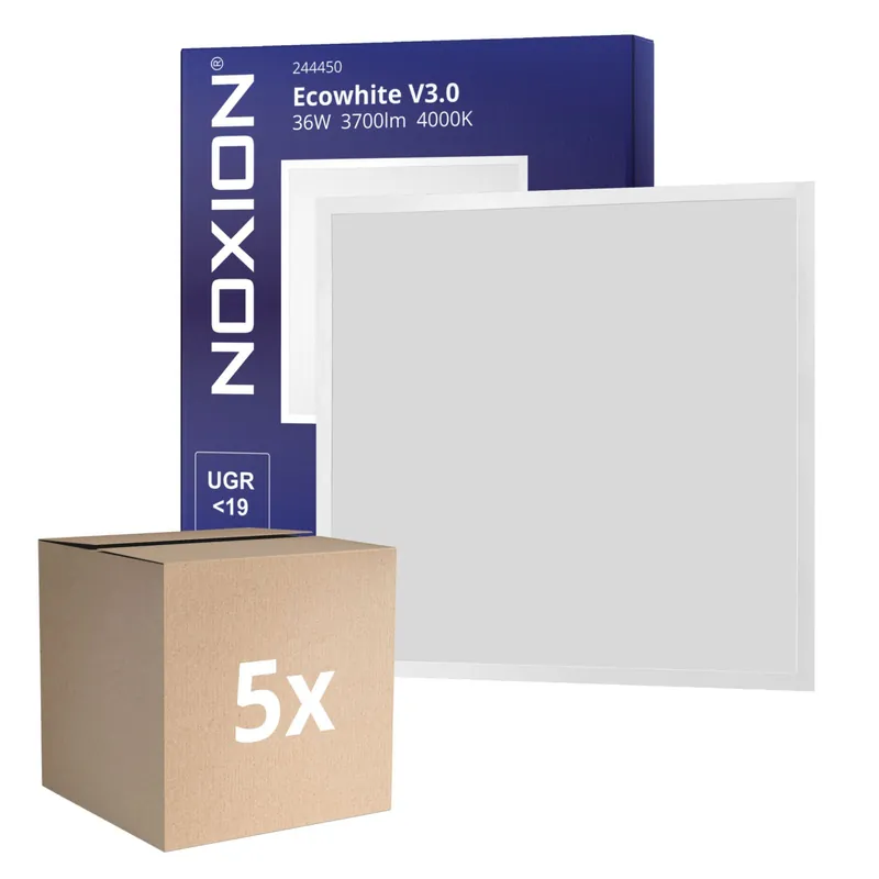 Compra Hoy Multipack 5x Noxion Panel LED Ecowhite V3.0 36W 3700lm - 840 Blanco Frio | 60x60cm - UGR <19