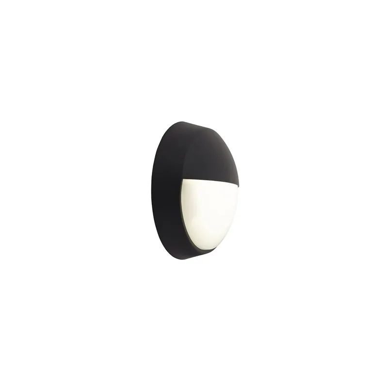 Ocasión Especial Ansell Plafón LED Techo/Pared Helder Circular Párpado Negro 12W 1058lm - 830-840-865 CCT | 215mm - IP54