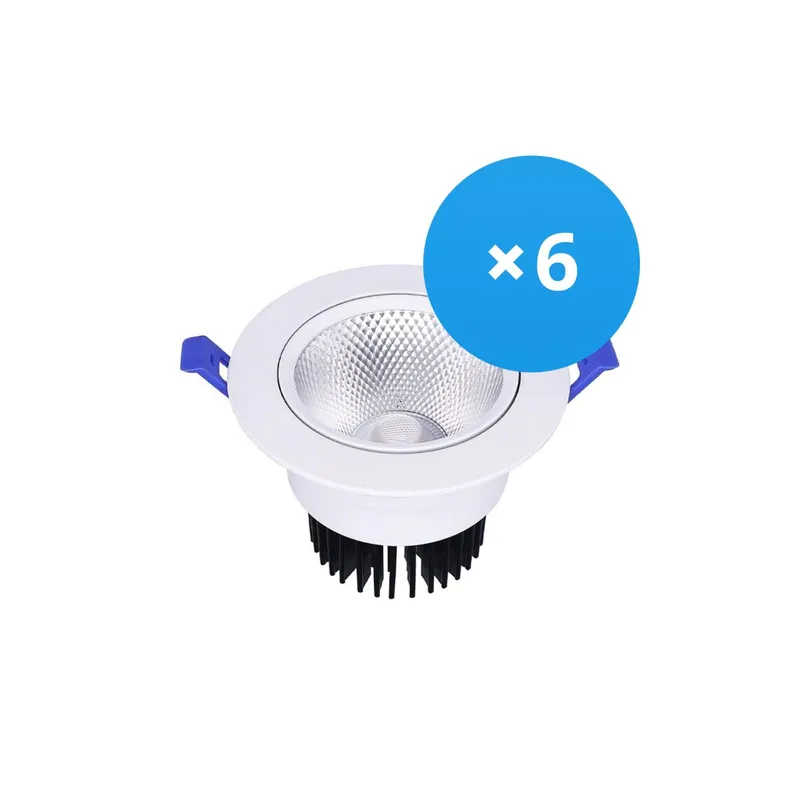 Multipack 6x Bright Choice LED spot Esférica Ajustable 7W 560lm 60D - 930 Luz Cálida | 85mm - Recorte 70mm - UGR <19 Solo Por Tiempo Limitado