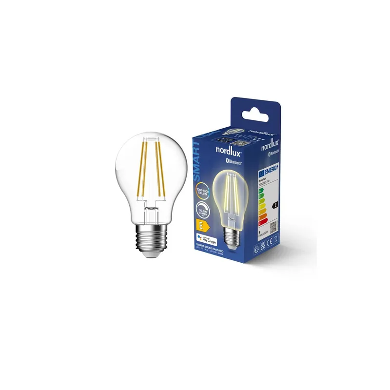 Nordlux Smart LED E27 Pera con Filamento Clara 4.7W 600lm 360D - 822-865 Ajustable Blanco | Regulable A Buen Precio