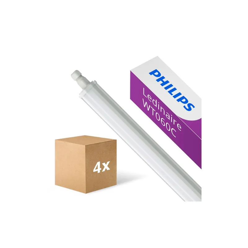Certificado Multipack 4x Philips Pantalla LED Estanca Ledinaire WT060C 46W 5600lm - 865 Luz De Día | 150cm