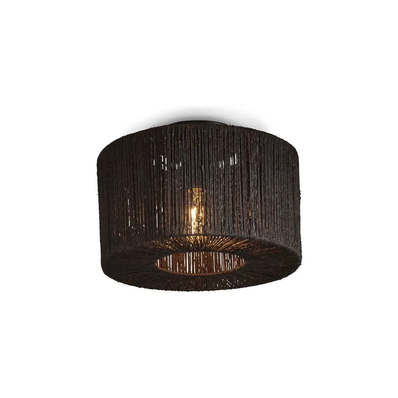 Good&Mojo Luz de techo Iguazu Jute Negro | Apta para 1x E27 Económico