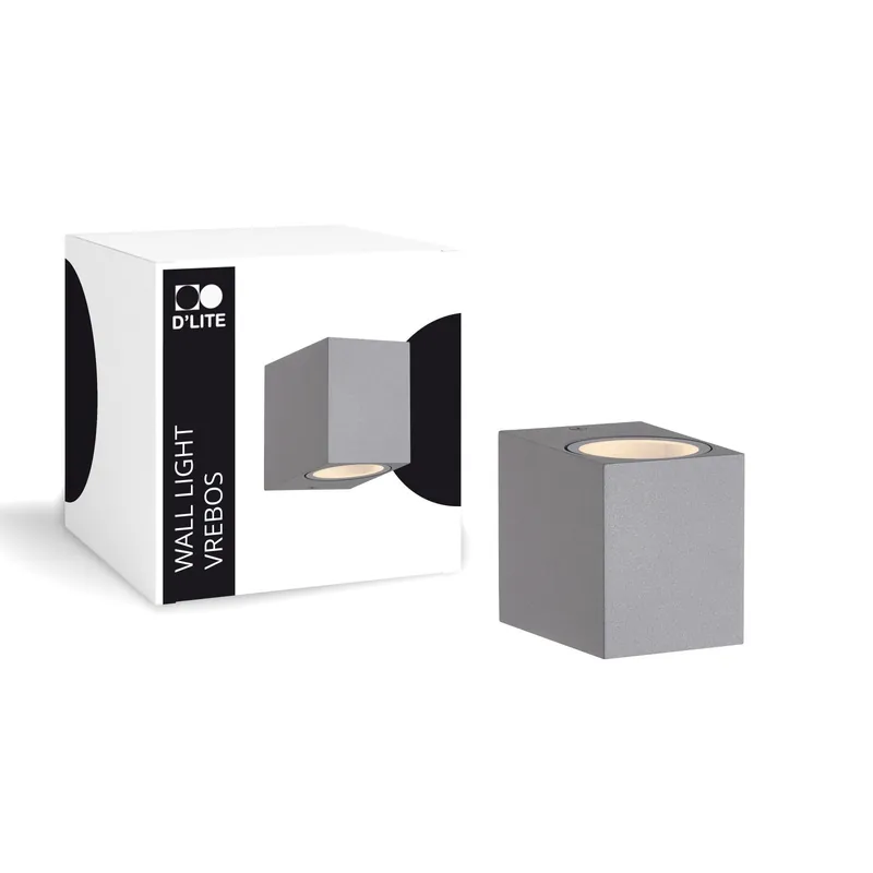 D'Lite Luz De Pared Vrebos Gris | Apta para 1x GU10 Stock Limitado