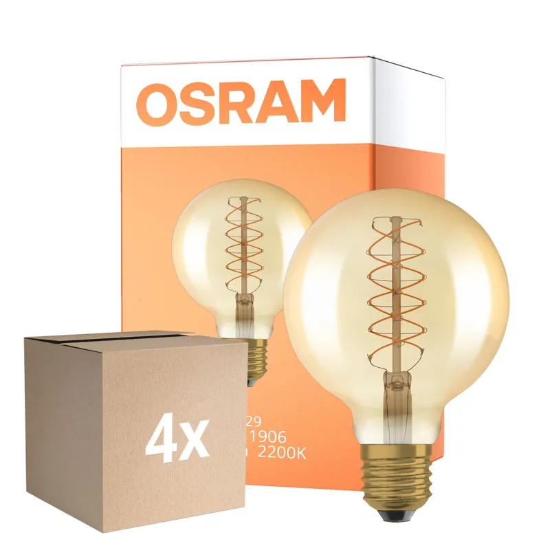 Multipack 4x Osram Vintage 1906 LED E27 Globe Filament Gold 95mm 7W 600lm - 822 Extra Warm White | Dimmable Precio Rebajado