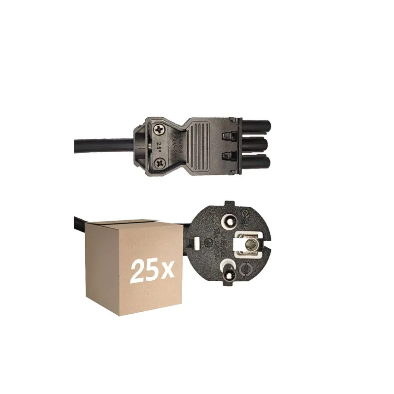 Garantía De Devolución De Dinero Multipack 25x Noxion GST - Compatible Cable de alimentación Negro - Hembra + Schuko Europlug - 2m - 3 pole 0.75mm2