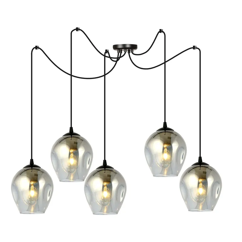 Barato Emibig Colgante De Luz Level Acero Negro | Apta para 5x E27 - Max 15W