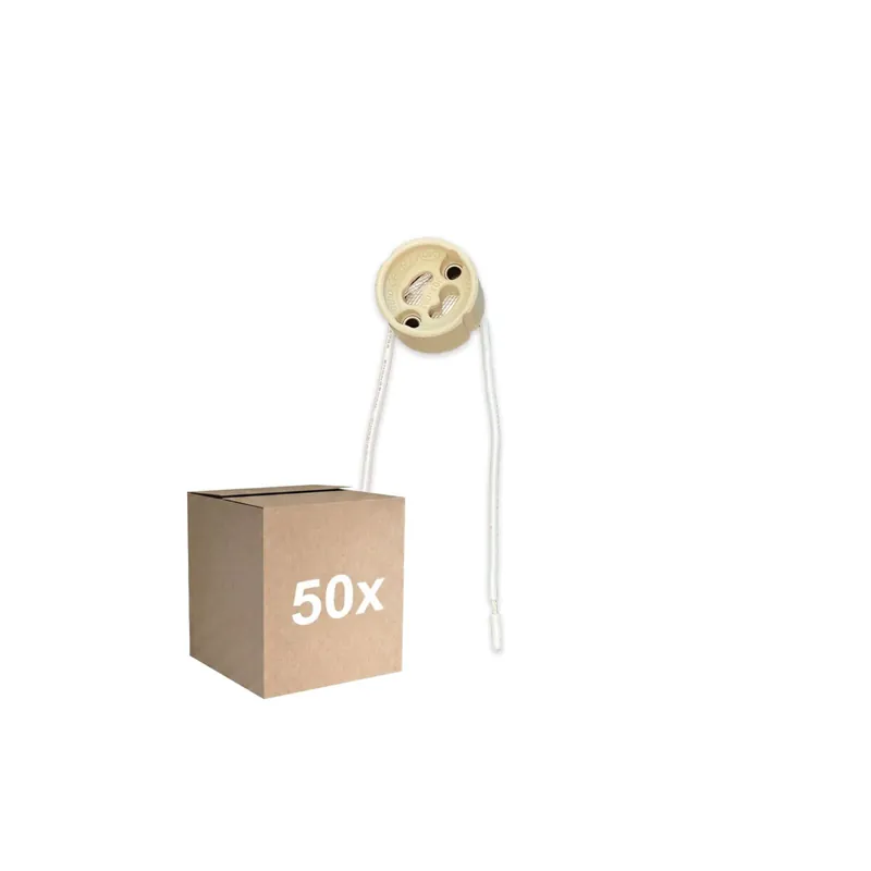 Precio Rebajado Multipack 50x Universal GU10 Casquillo - Universele GU10 Fitting - Blanco 0.1m - 2 pole 0.5mm2 (Para Noxion)