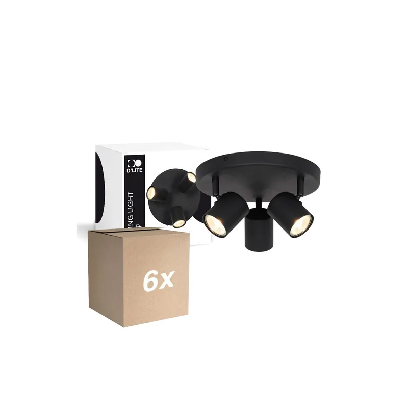Precio Reducido Multipack 6x D'Lite Luz de techo Trop Arenoso Negro | Apta Para 3x GU10