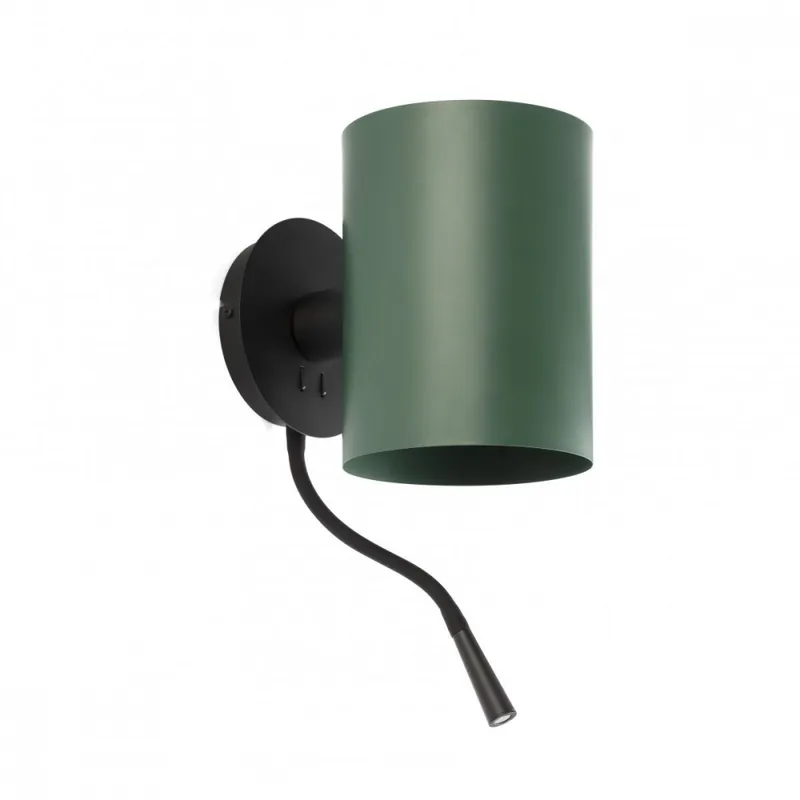 FARO GUADALUPE Lámpara aplique con lector negro/verde Precio De Fábrica