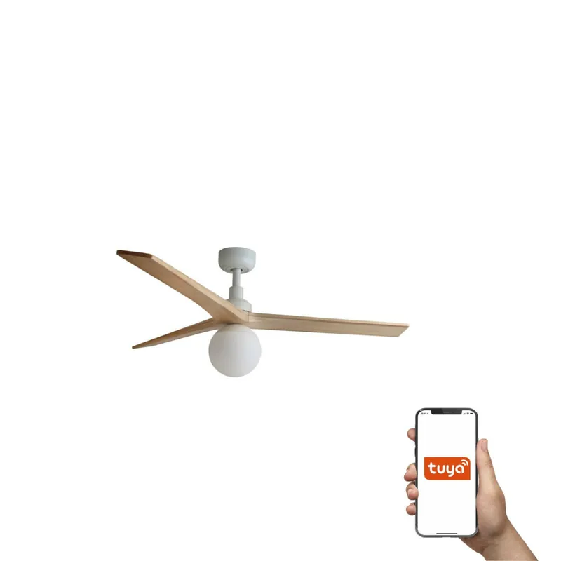 FARO KLIM M E27 Ventilador Blanco-Pino TUYA Súper Precio
