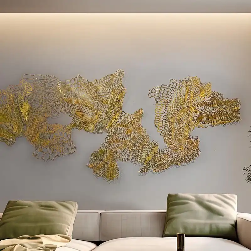 Disponible Ahora DRACO-SCULPTURE MURALE- ACIER DORÉ