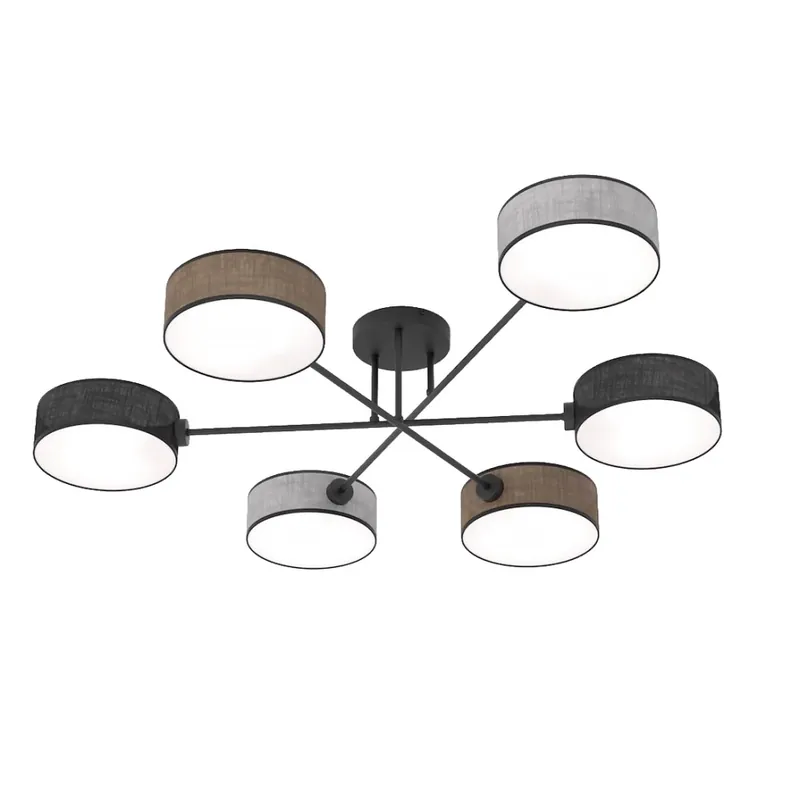 Certificado Lámpara de techo Lorix negro+marrón+gris (6 luces)