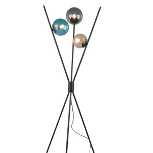 Certificado Lámpara de pie Trio Lance 3 luces negro mate y ámbar 156cm 403400317