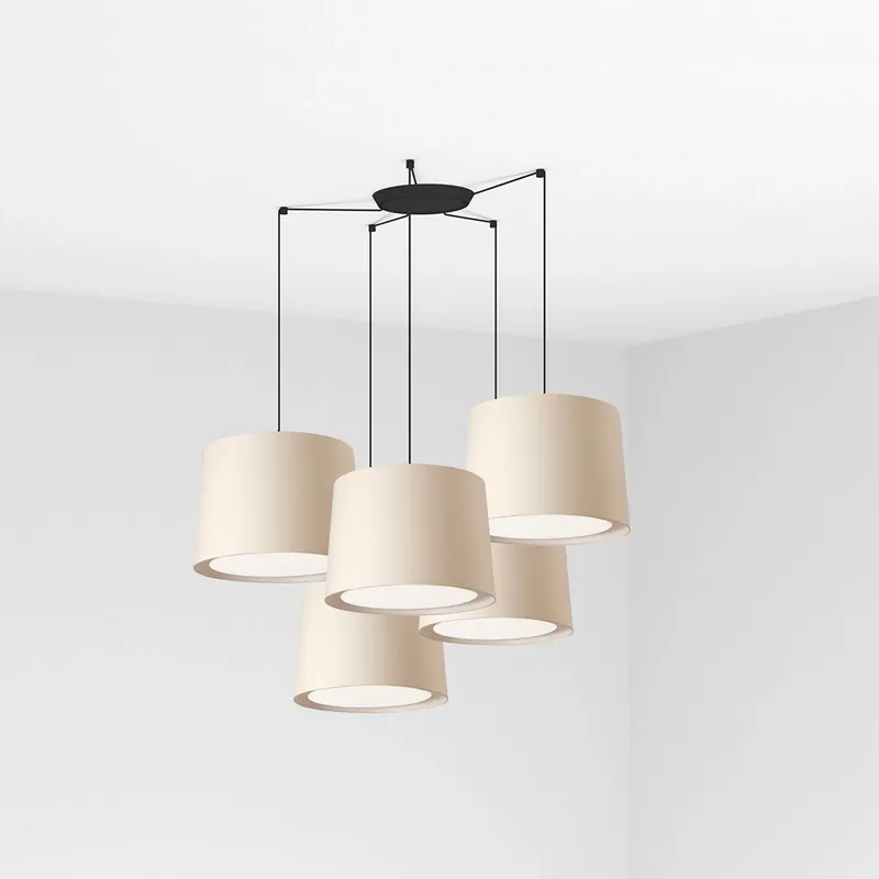 Oferta Flash Lámpara de techo colgante Faro Conga grande 5 luces E27 LED beige 64314-55-5L