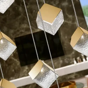 Certificado Lámpara de techo colgante Schuller Priscila grande 12 luces dorado y texturizado acero