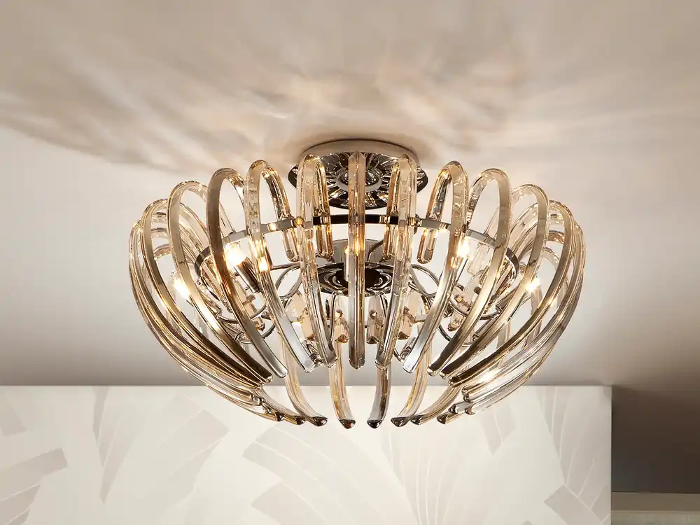 Plafón Schuller Ariadna 9 luces cromo y champán Ø53cm Ocasión Especial