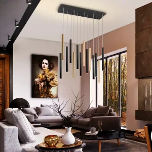 Rebajas Lámpara de techo colgante Schuller Varas 14 luces oro brillo y negro 3000K
