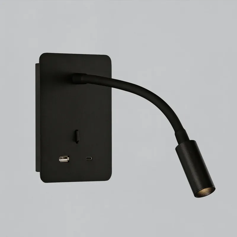 ACB Senda Aplique Negro Texturado 3W 3000K interruptor orientable USB C A3835001N Precio De Oferta