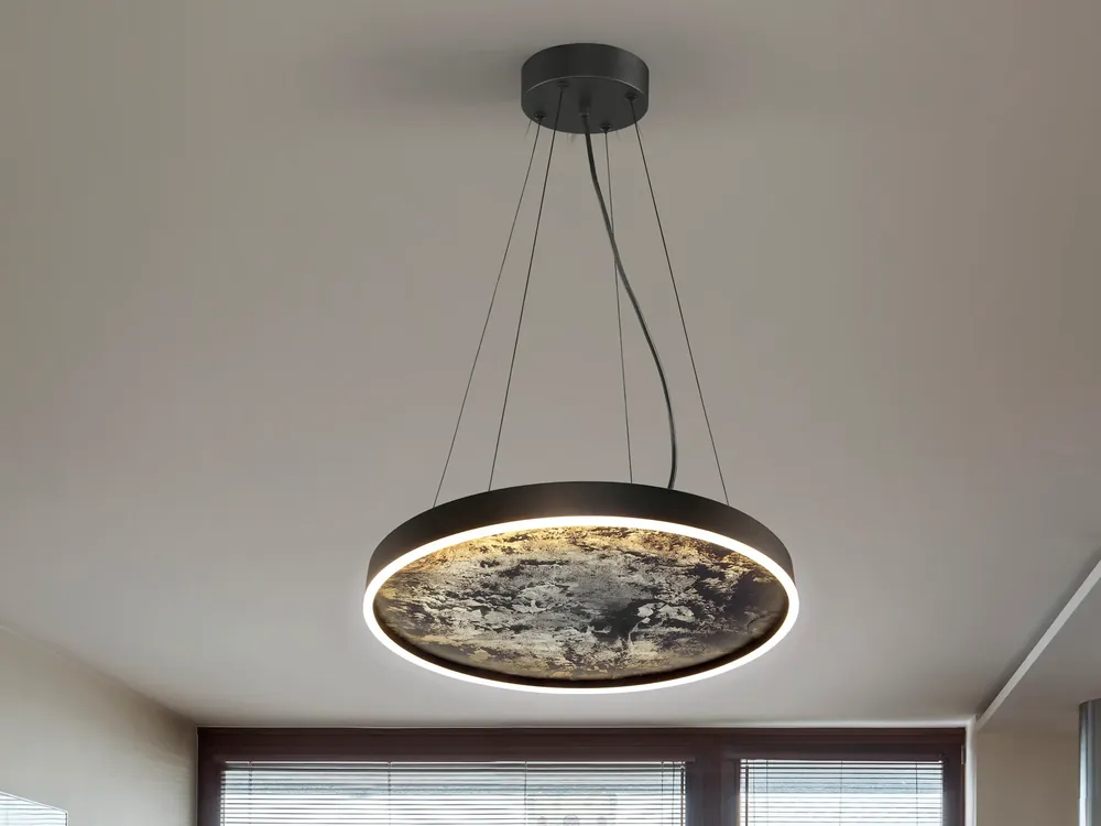 Certificado Lámpara de techo colgante Schuller Stone negro y gris CCT Ø60cm